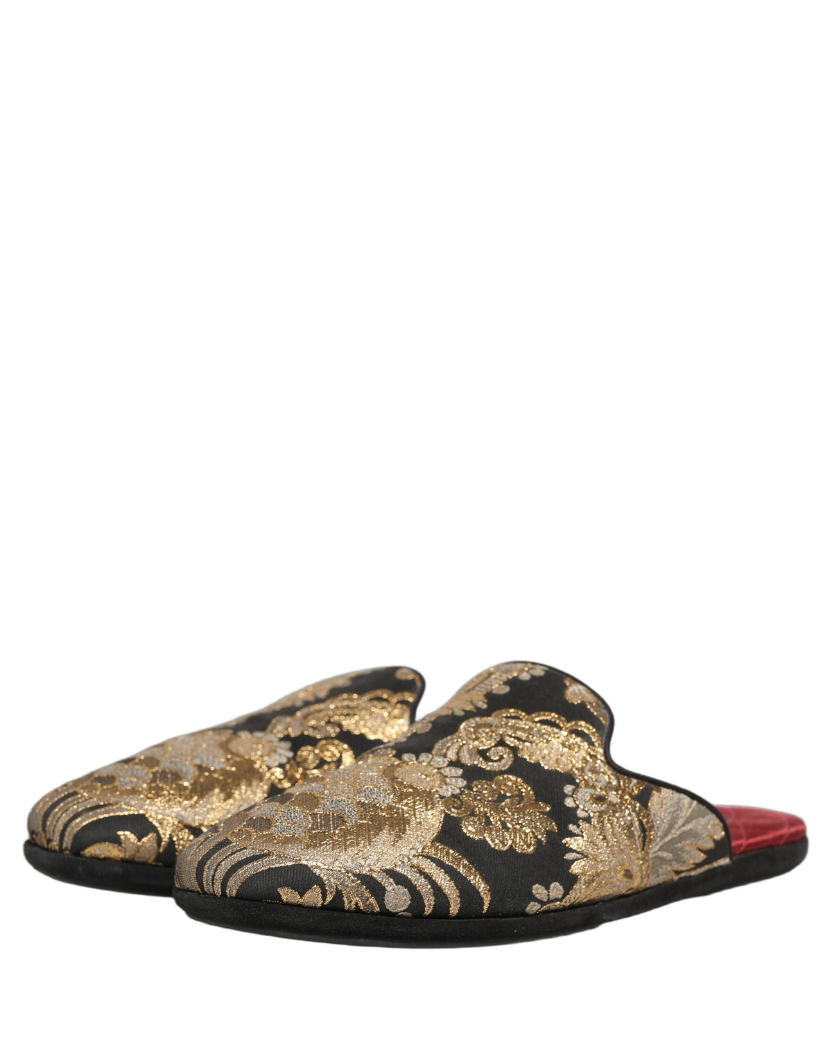 Black Floral Jacquard Flats Sandals Men Shoes