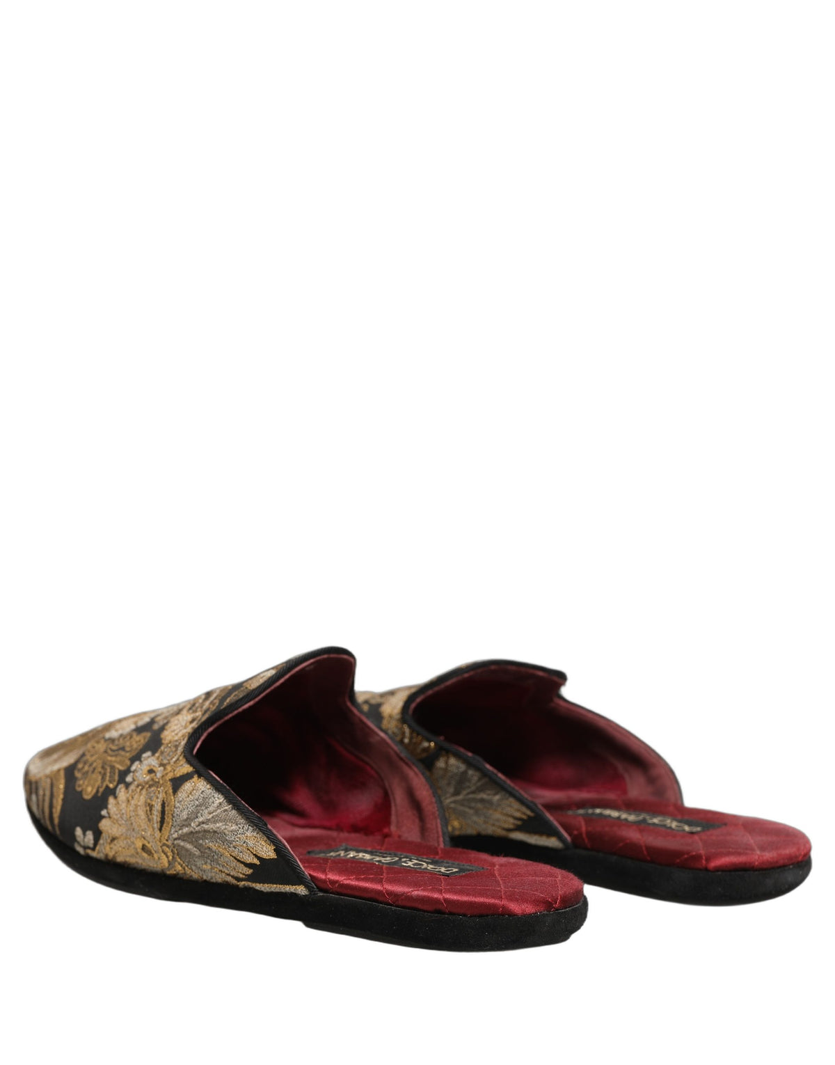 Black Floral Jacquard Flats Sandals Men Shoes