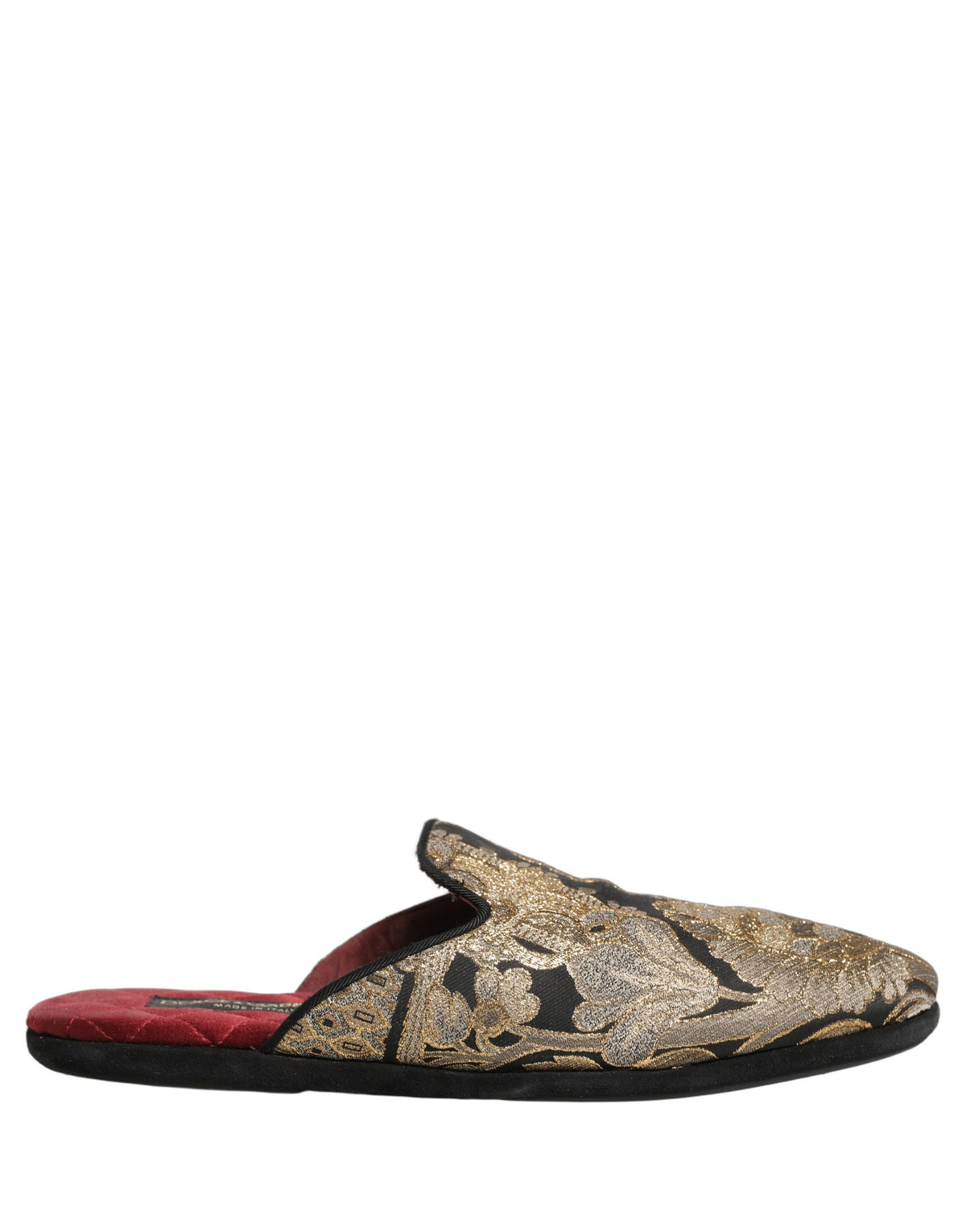 Black Floral Jacquard Flats Sandals Men Shoes