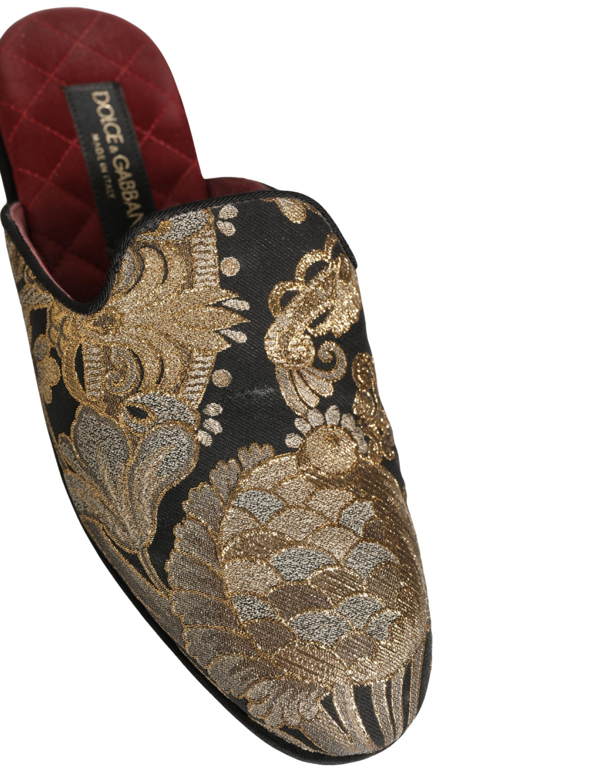 Black Floral Jacquard Flats Sandals Men Shoes