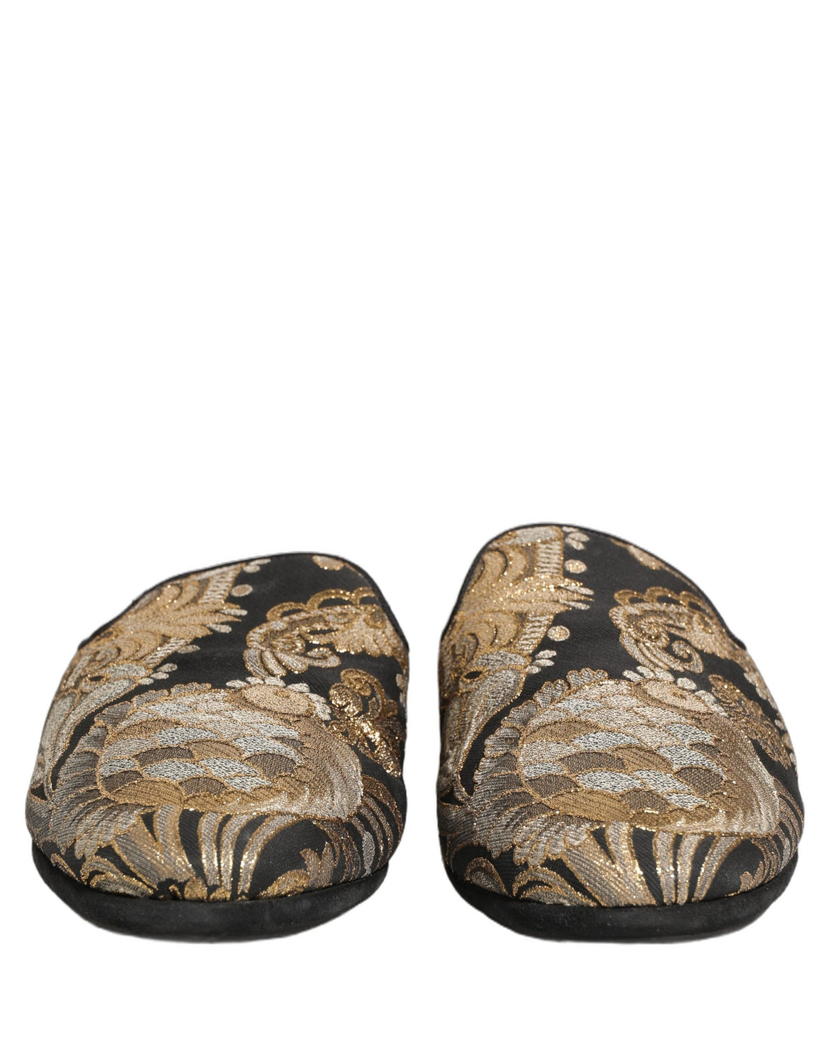 Black Floral Jacquard Flats Sandals Men Shoes