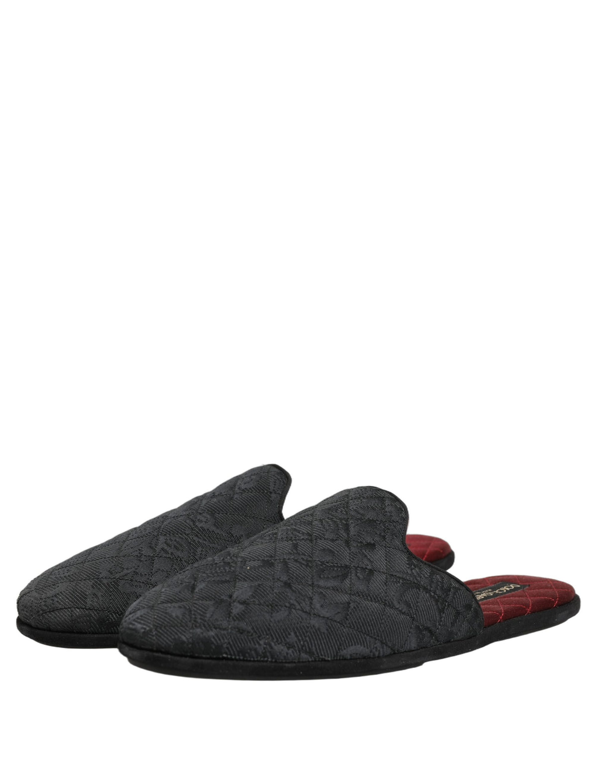 Black Floral Brocade Slides Slippers Shoes