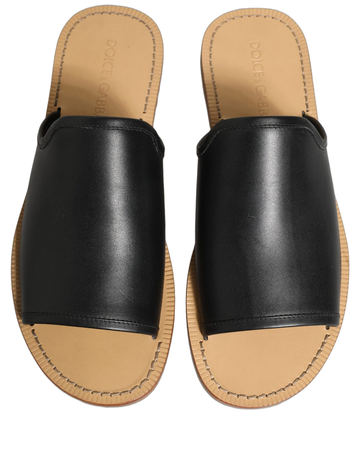 Brown Leather Slides Sandals Flats Men Shoes