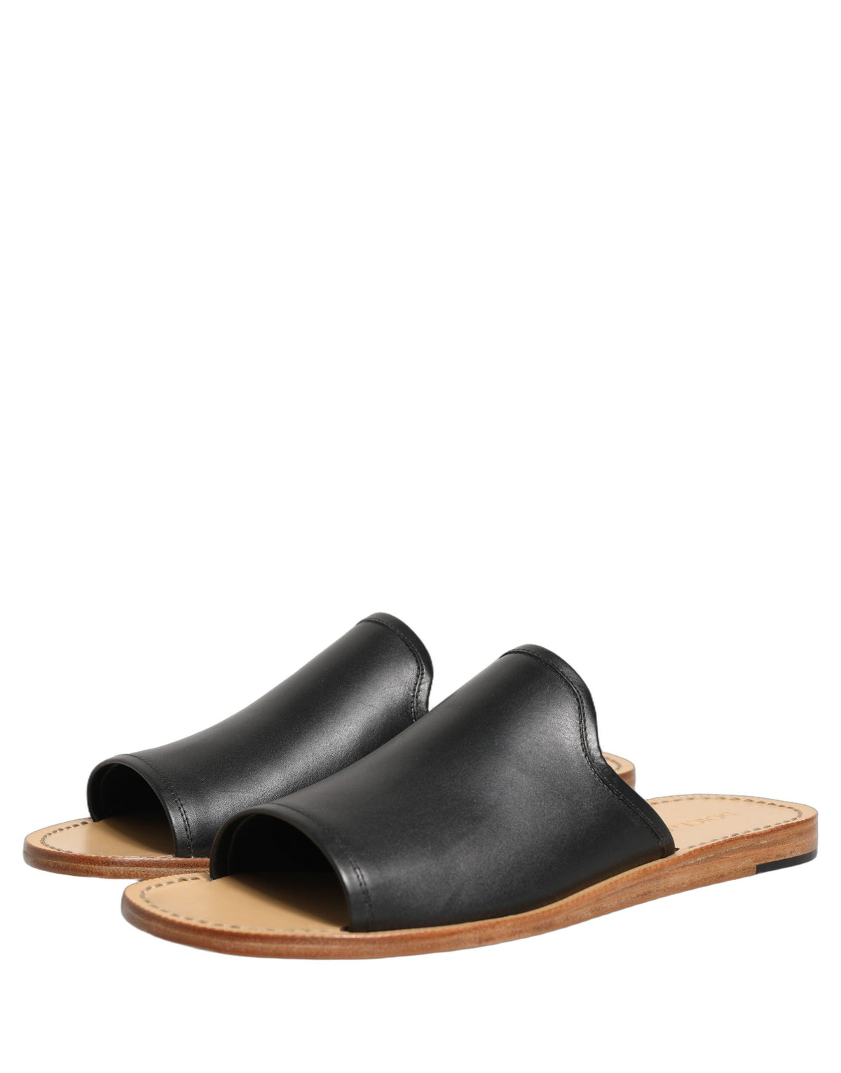 Brown Leather Slides Sandals Flats Men Shoes