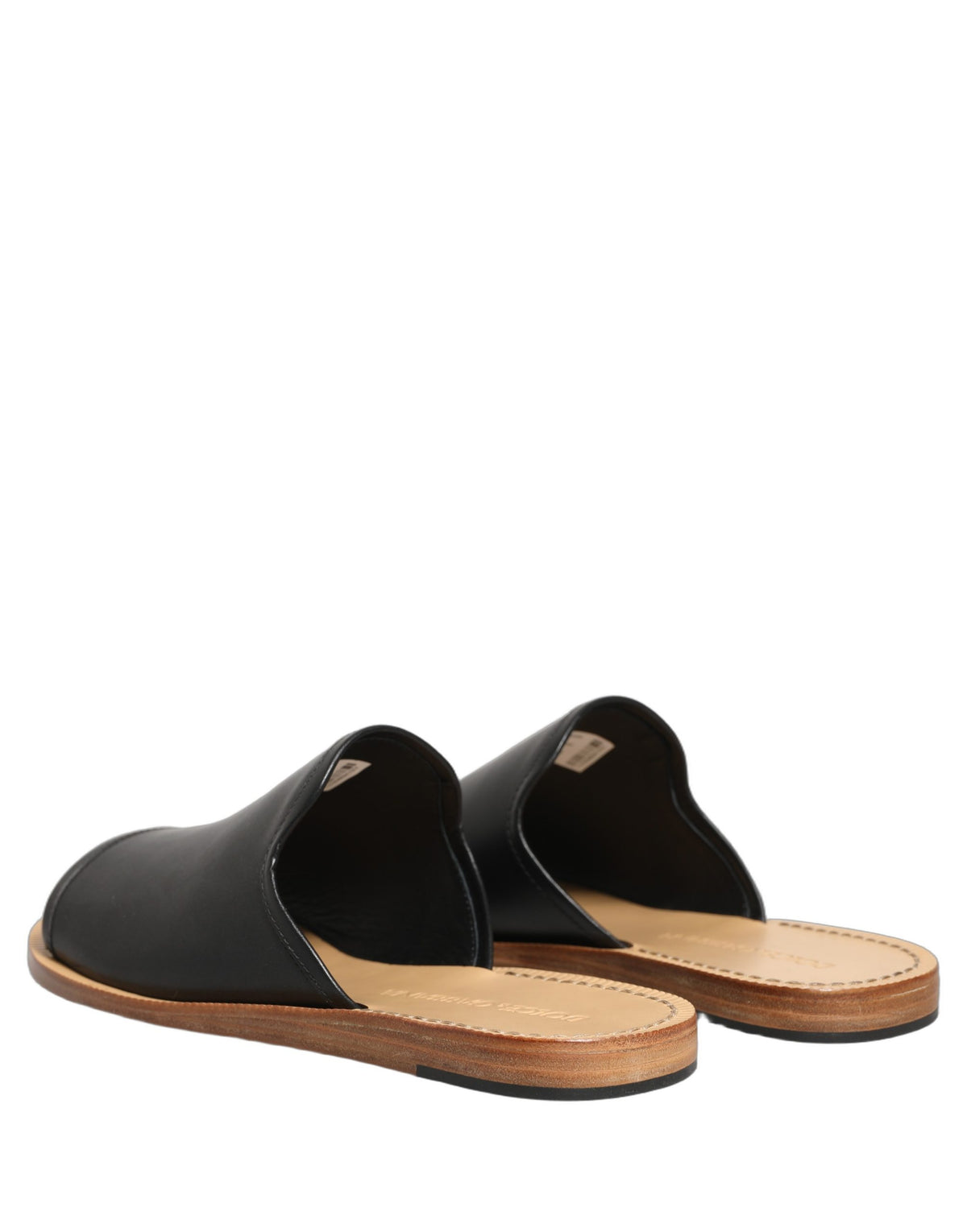 Brown Leather Slides Sandals Flats Men Shoes