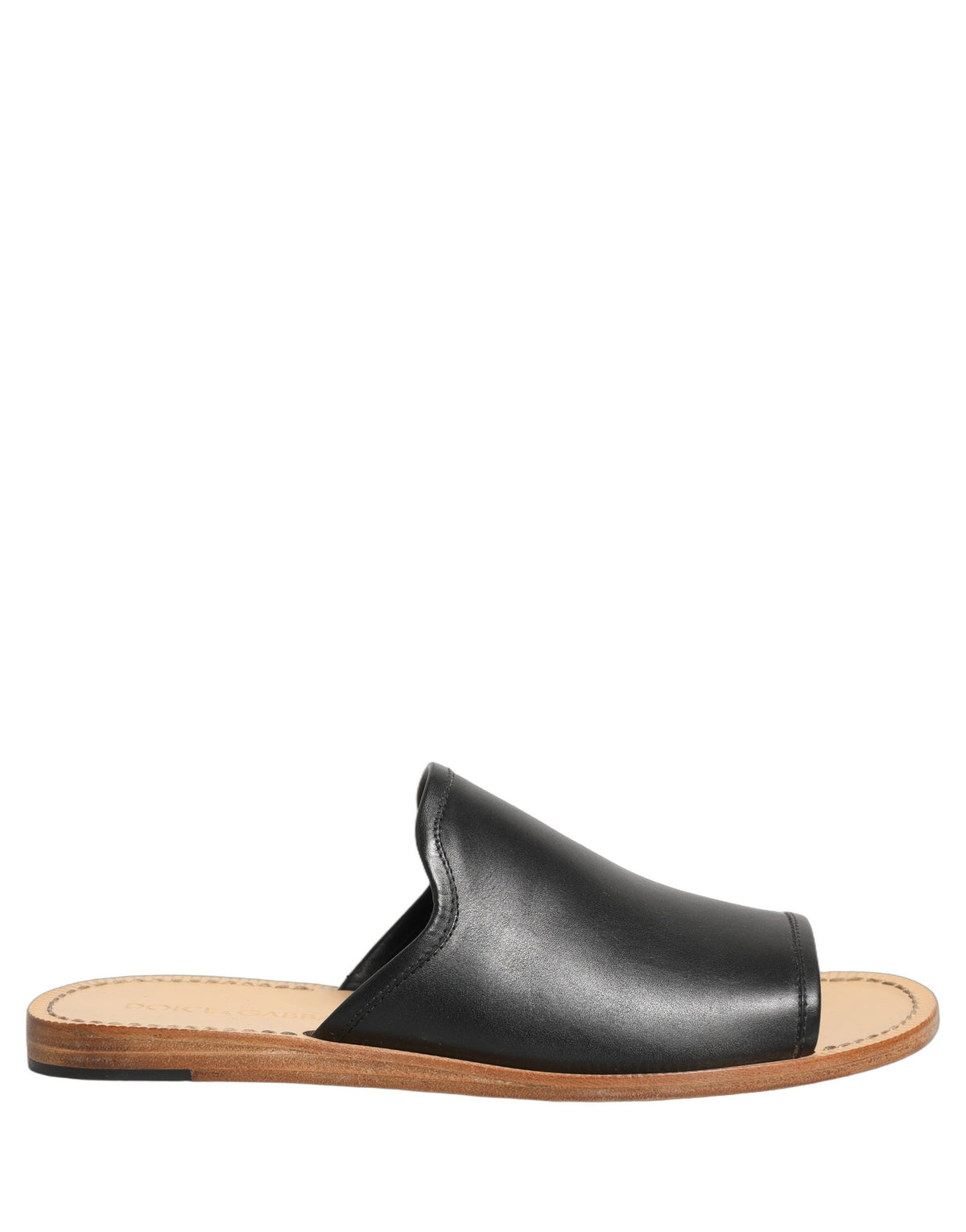 Brown Leather Slides Sandals Flats Men Shoes