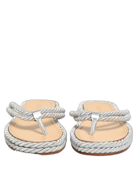 Silver Rope Slides Sandals Flip Flops Shoes