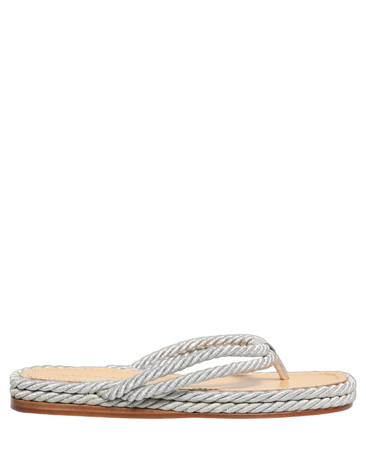 Silver Rope Slides Sandals Flip Flops Shoes