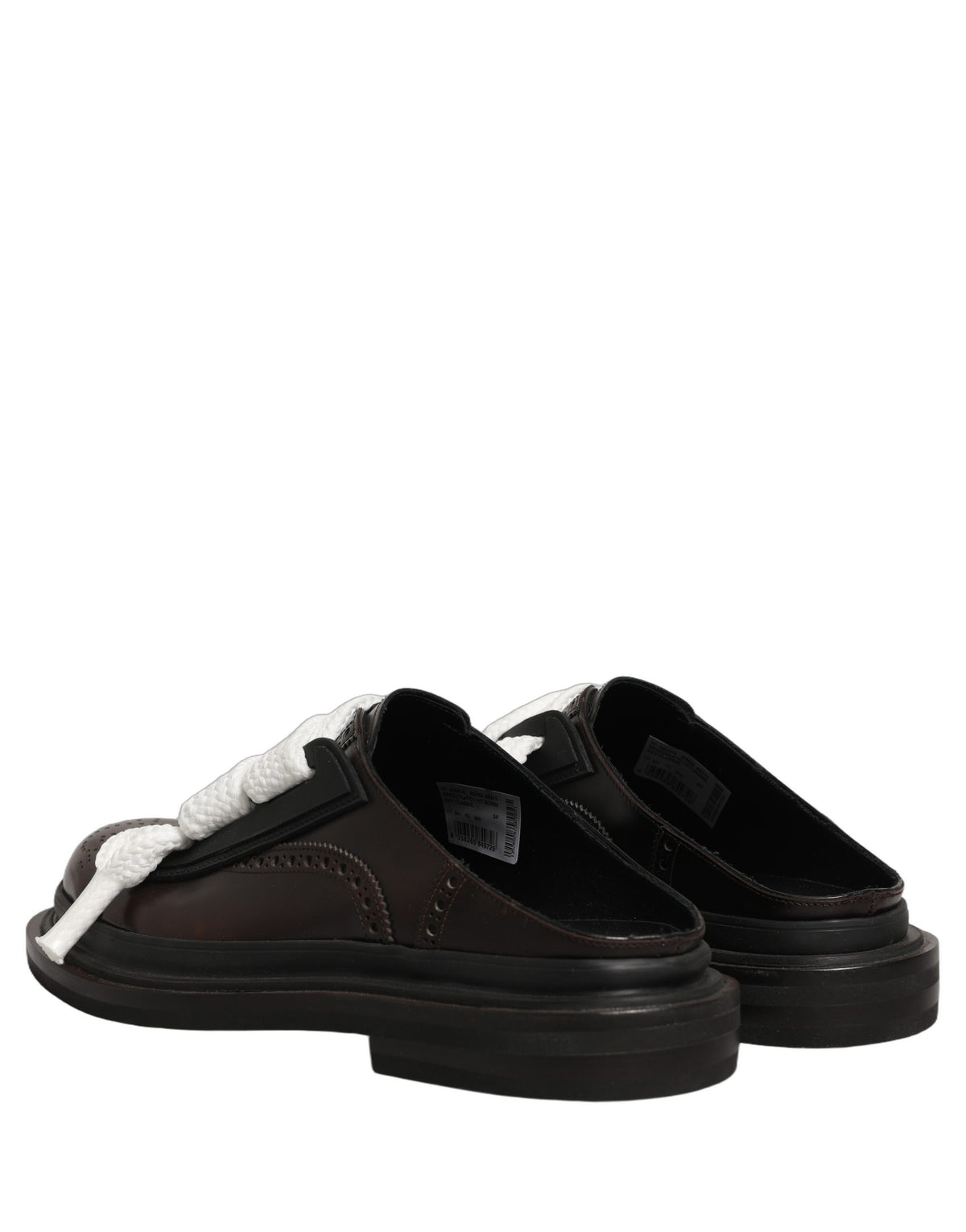 Brown Leather Slip On Flat Sandals Men Shoes