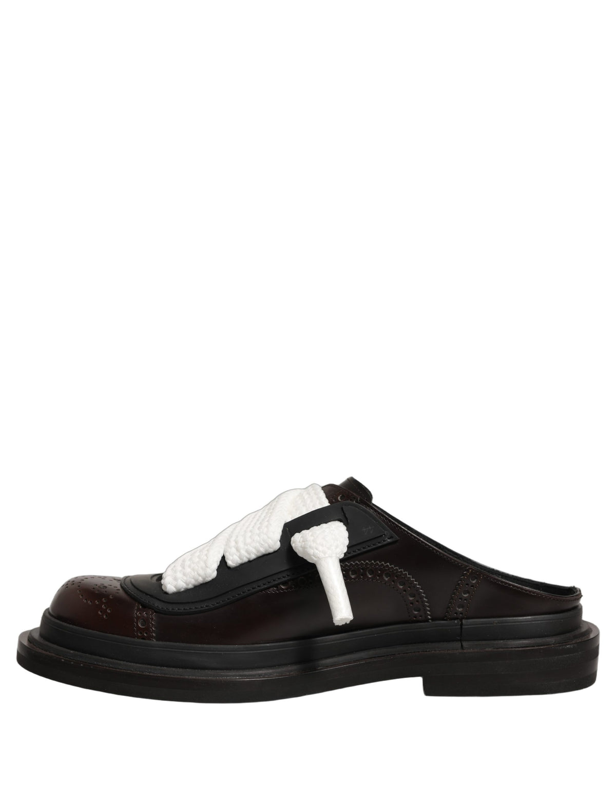 Brown Leather Slip On Flat Sandals Men Shoes