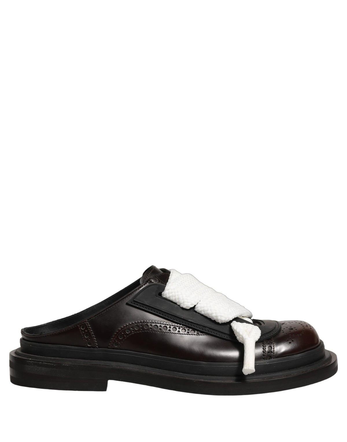 Brown Leather Slip On Flat Sandals Men Shoes