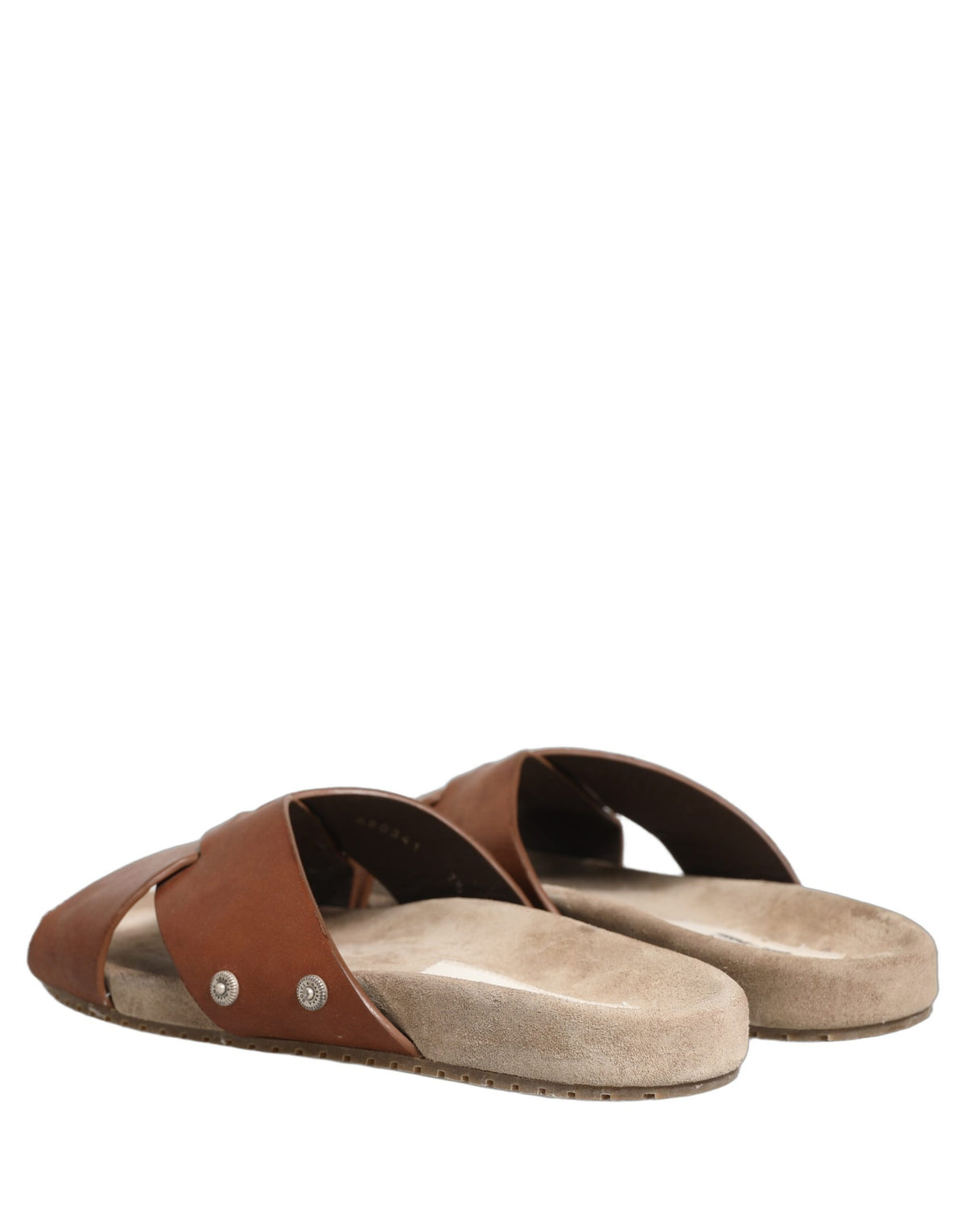 Brown Calf Leather Slides Sandals Shoes
