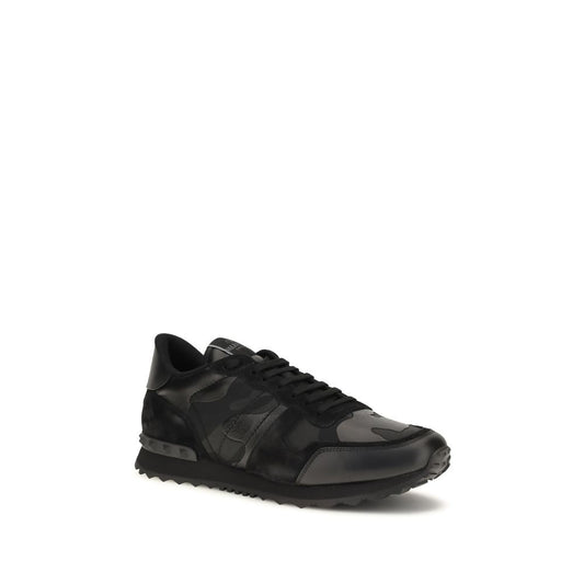 Black Polyester Athletic Sneakers