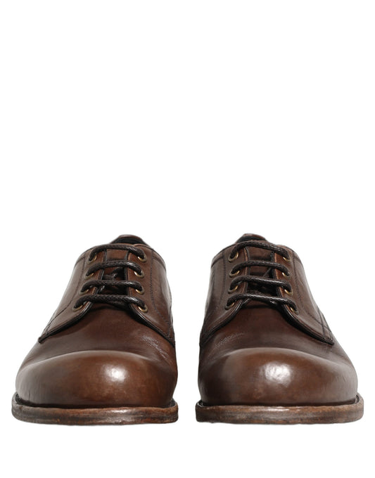 Brown Leather Derby Dress Men Formal Shoes