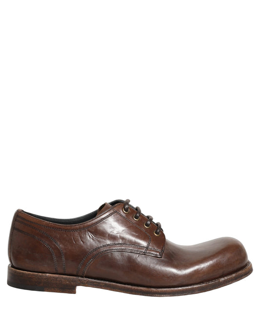 Brown Leather Derby Dress Men Formal Shoes