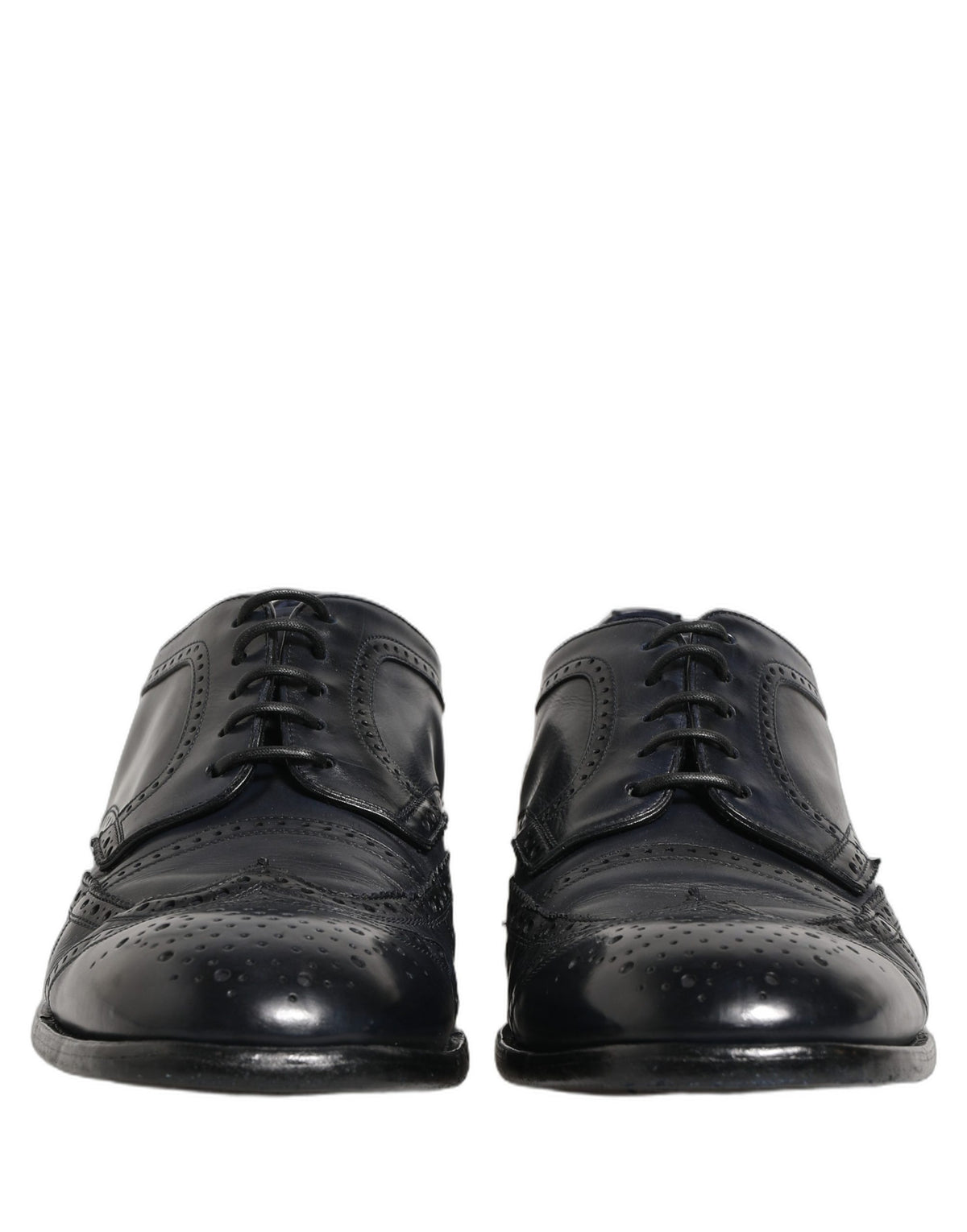 Blue Leather Derby Wingtip Formal Shoes