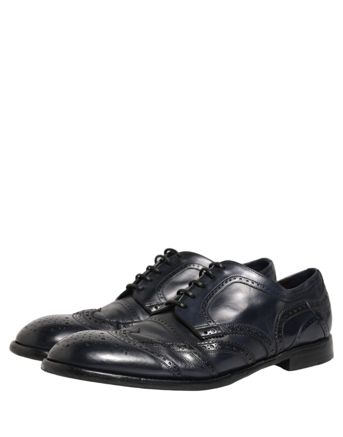 Blue Leather Derby Wingtip Formal Shoes