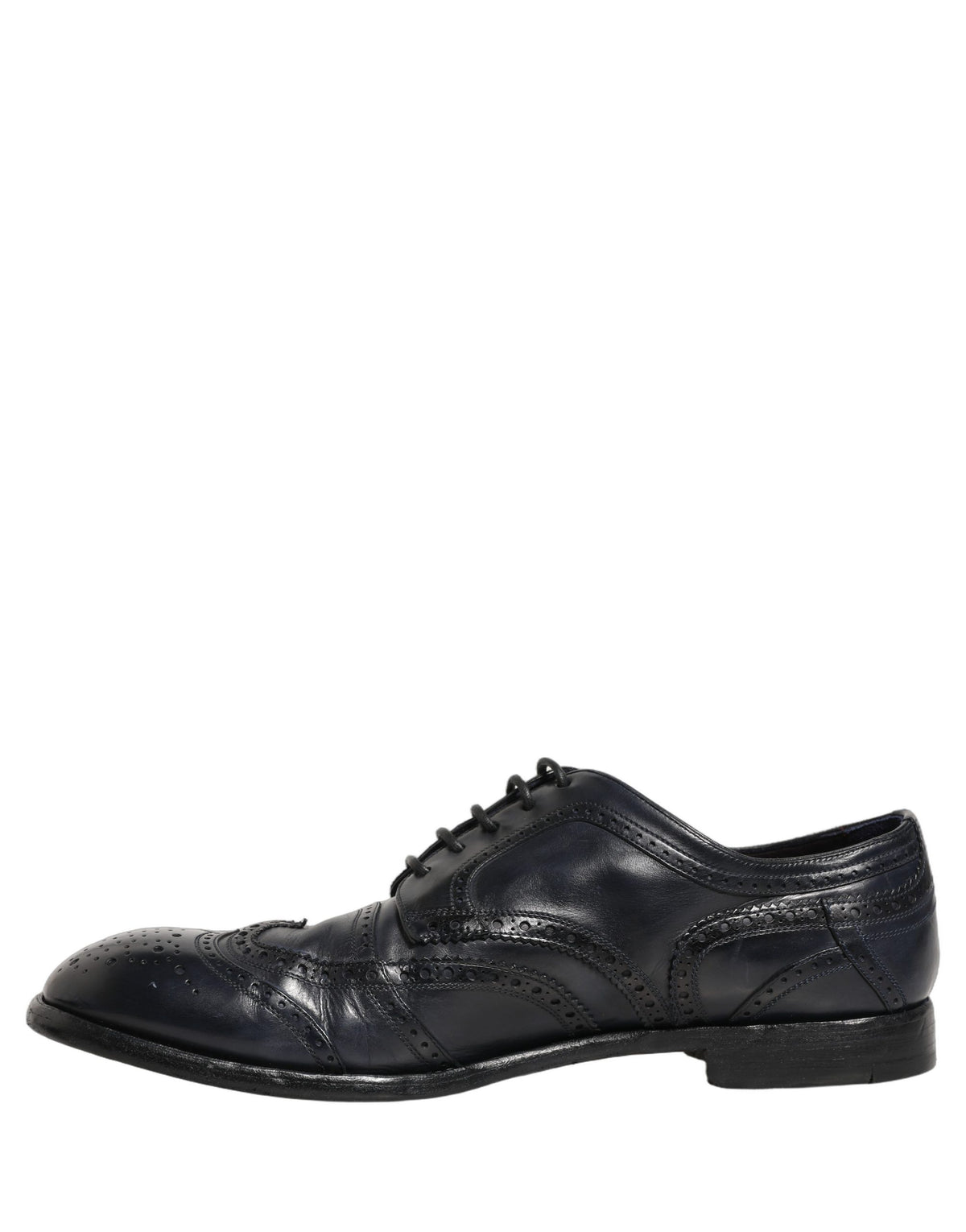 Blue Leather Derby Wingtip Formal Shoes