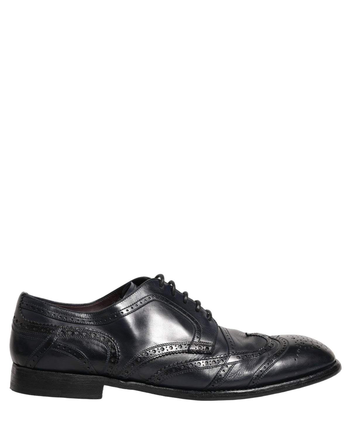 Blue Leather Derby Wingtip Formal Shoes