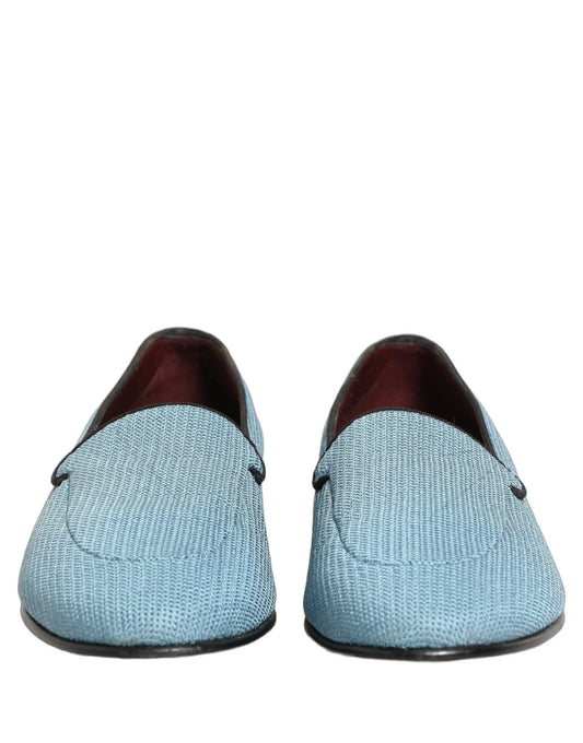 Blue Woven Men Slip On Dress Loafers Shoes