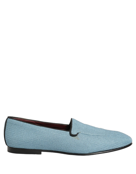 Blue Woven Men Slip On Dress Loafers Shoes