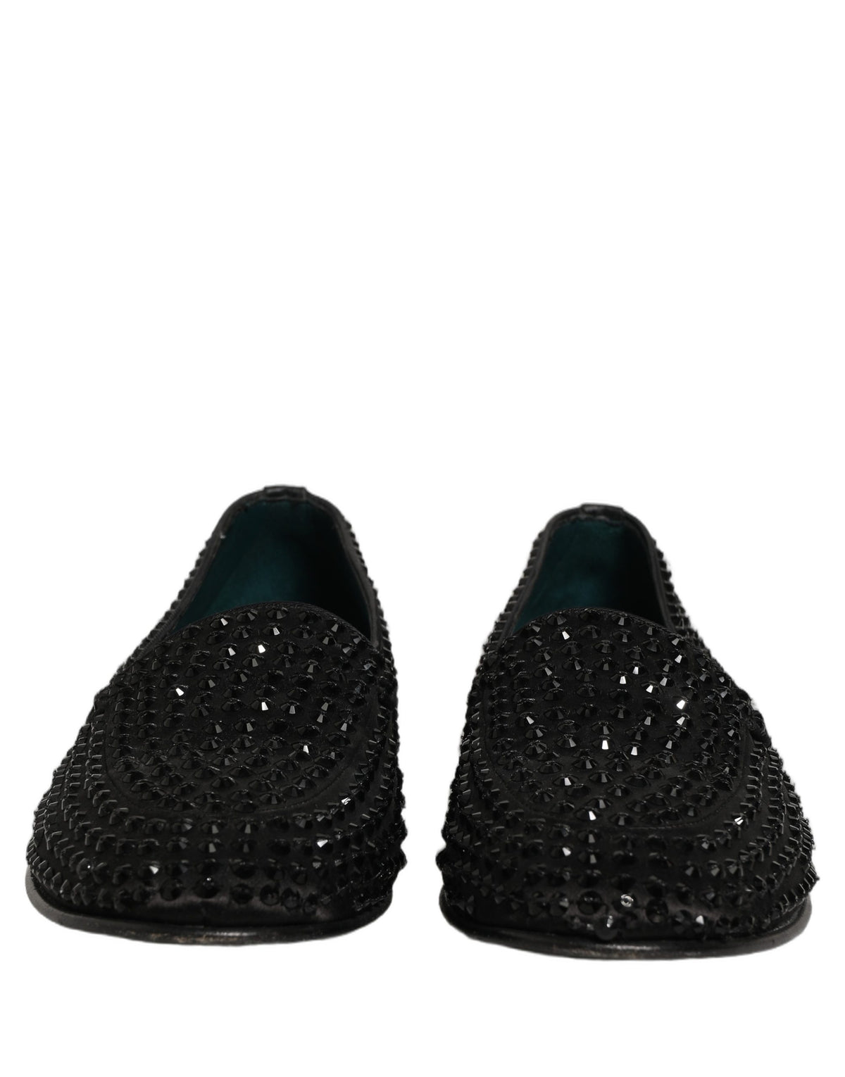 Black Rhinestone Embellished Loafers Shoes