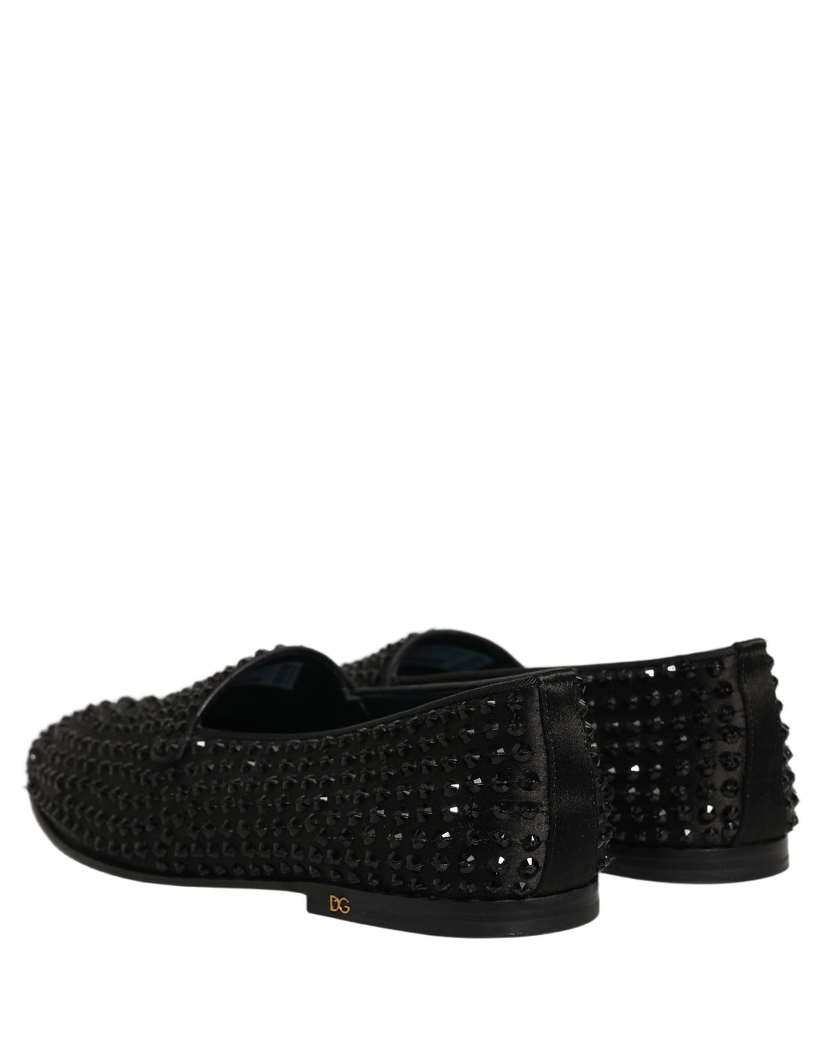 Black Rhinestone Embellished Loafers Shoes