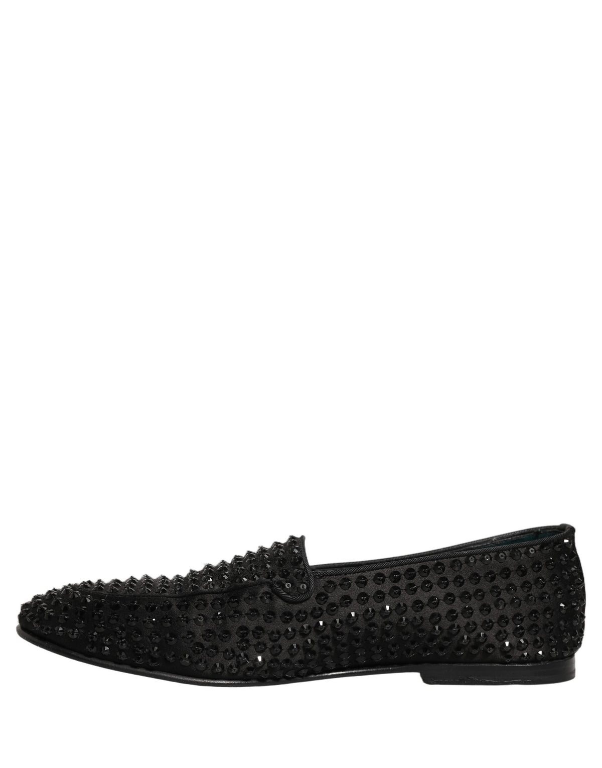 Black Rhinestone Embellished Loafers Shoes