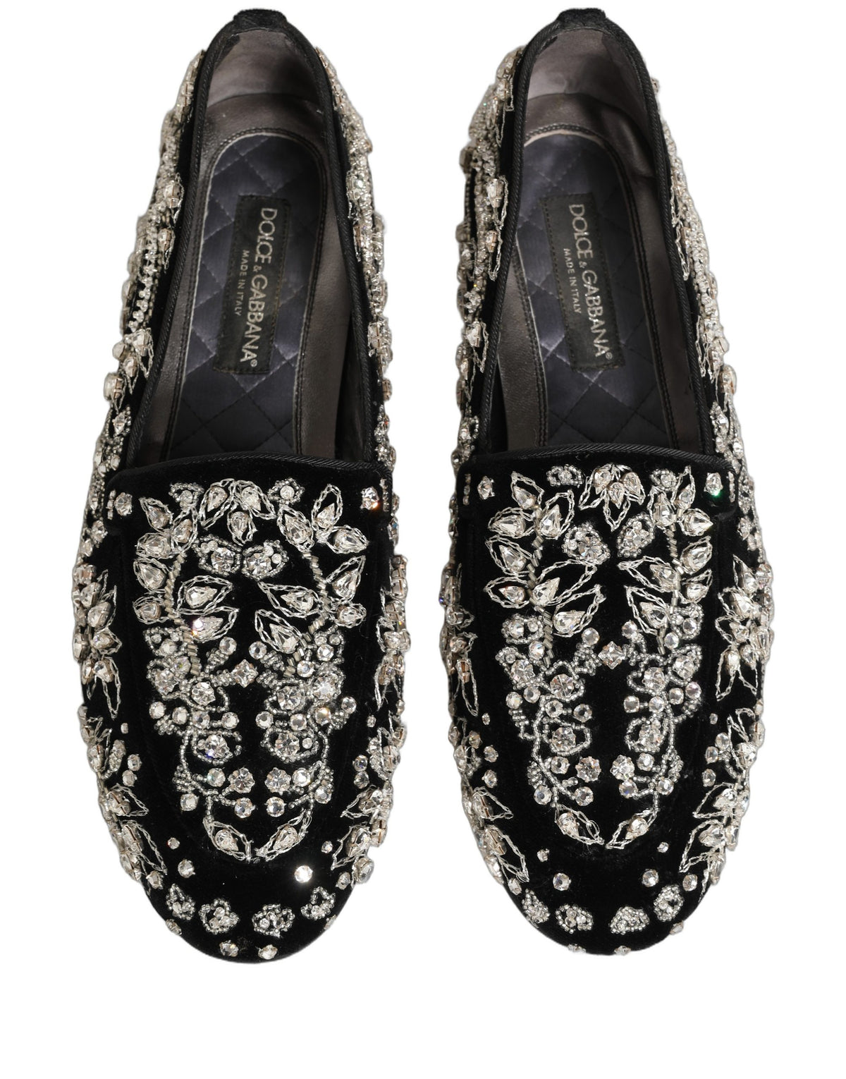 Black Velvet Embellished Dress Loafers Shoes
