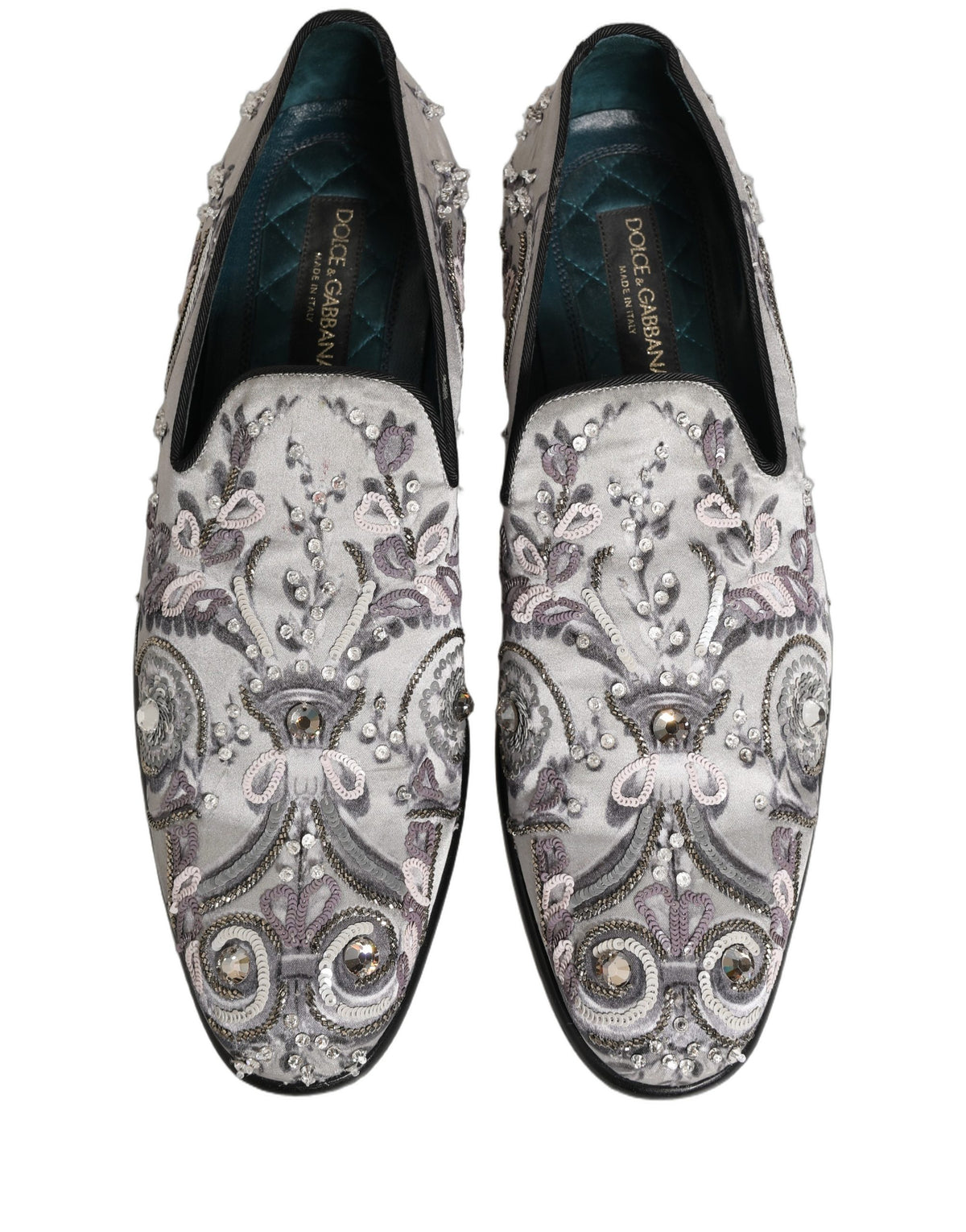 White Sequined Formal Slip On Loafers Shoes