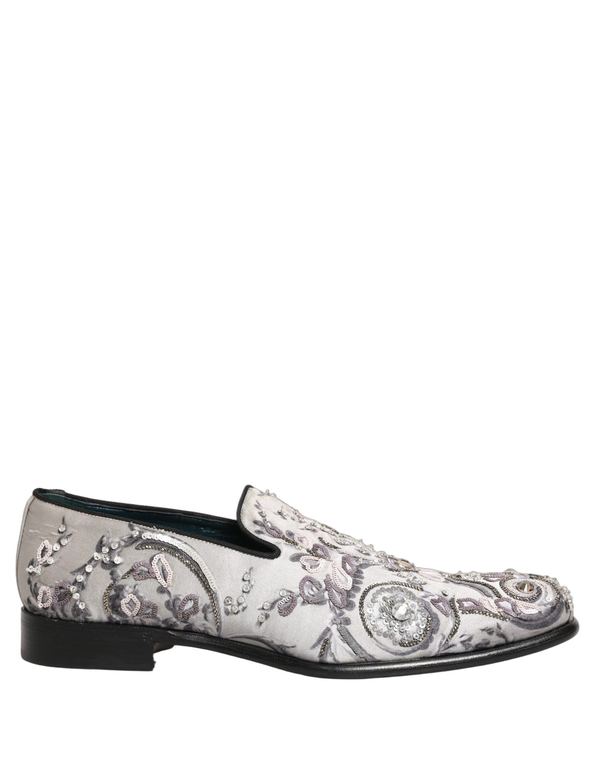 White Sequined Formal Slip On Loafers Shoes
