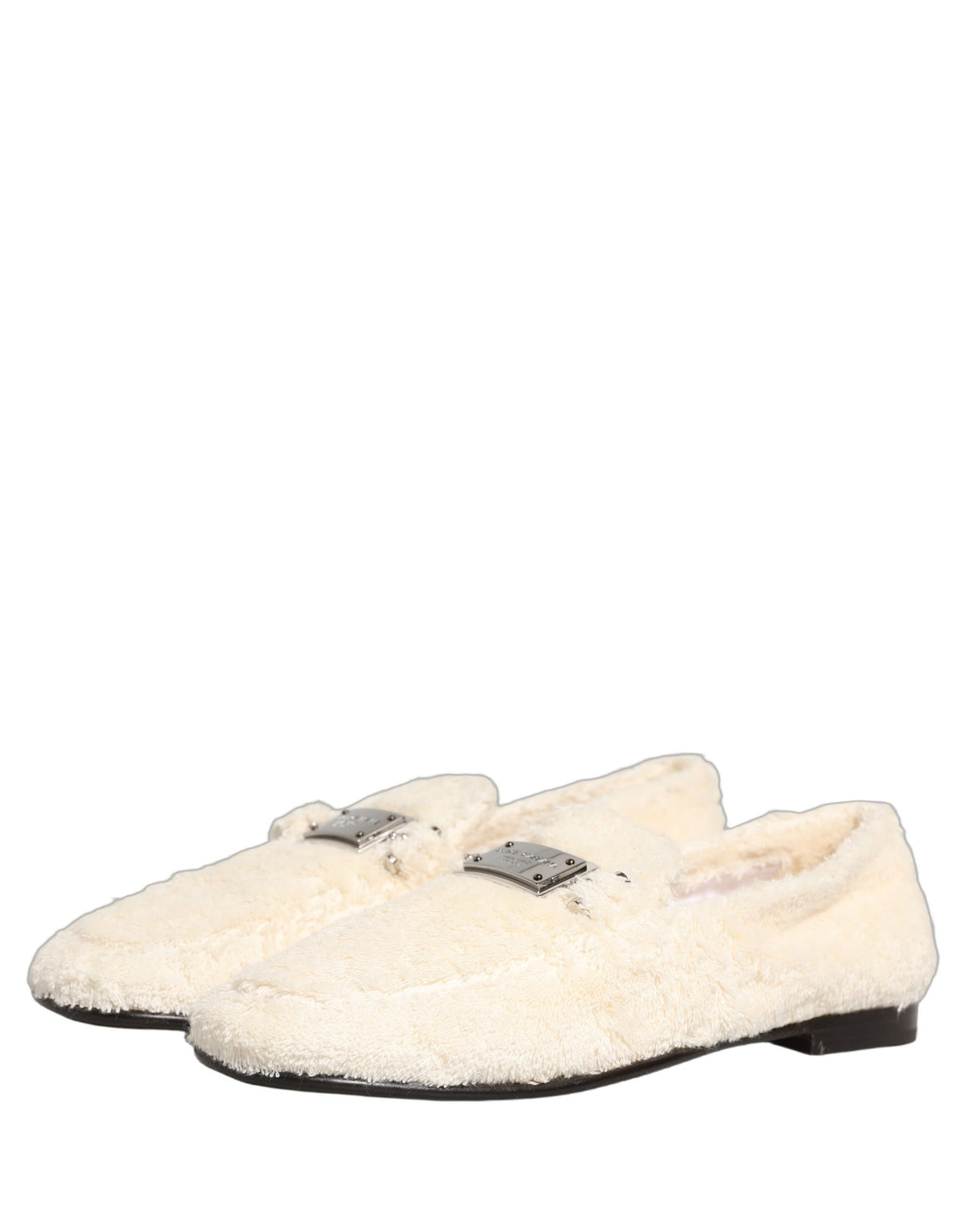 White Fur Shearling Men Dress Loafers Shoes