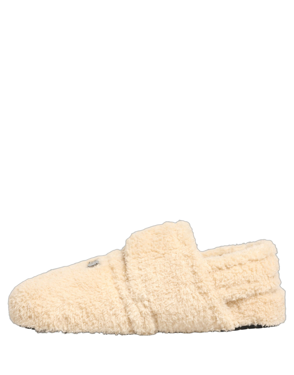 Beige Faux Fur Flats Men Slides Sandals Shoes
