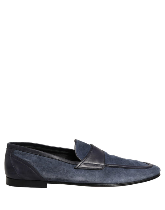 Blue Suede Leather Loafers Moccasins Shoes