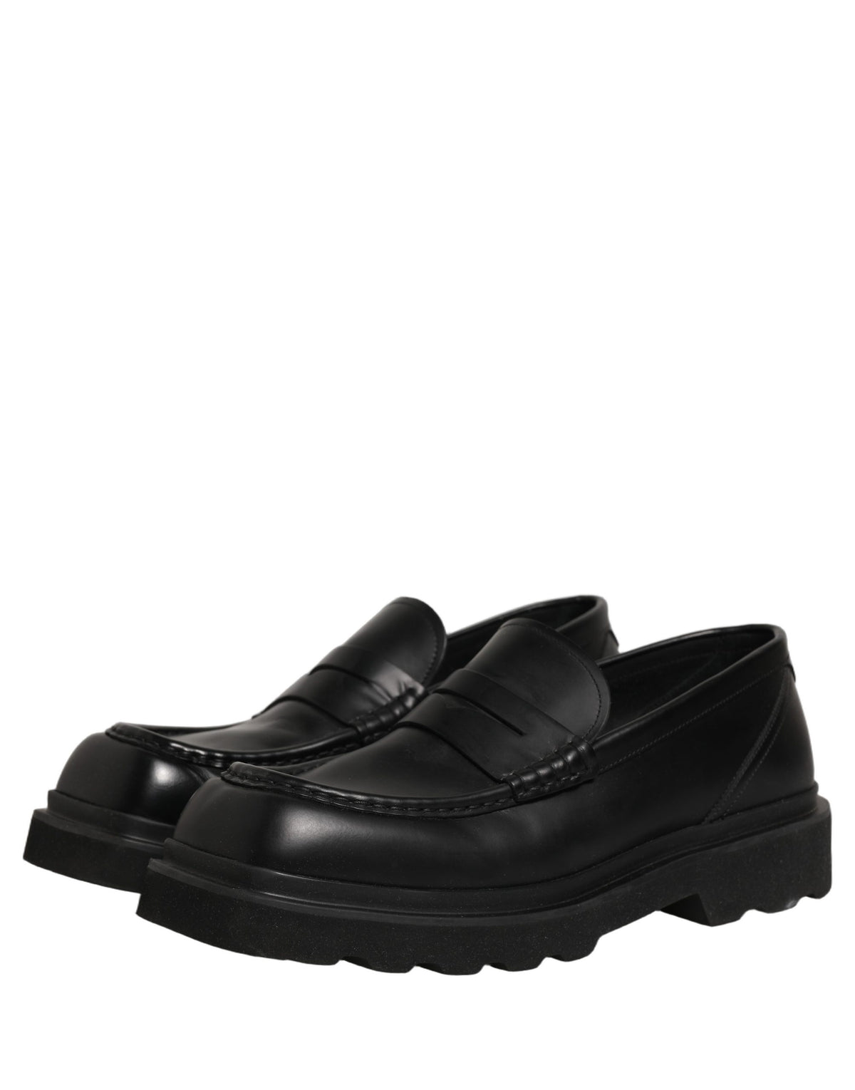 Black Calfskin Leather Men Dress Loafer Shoes