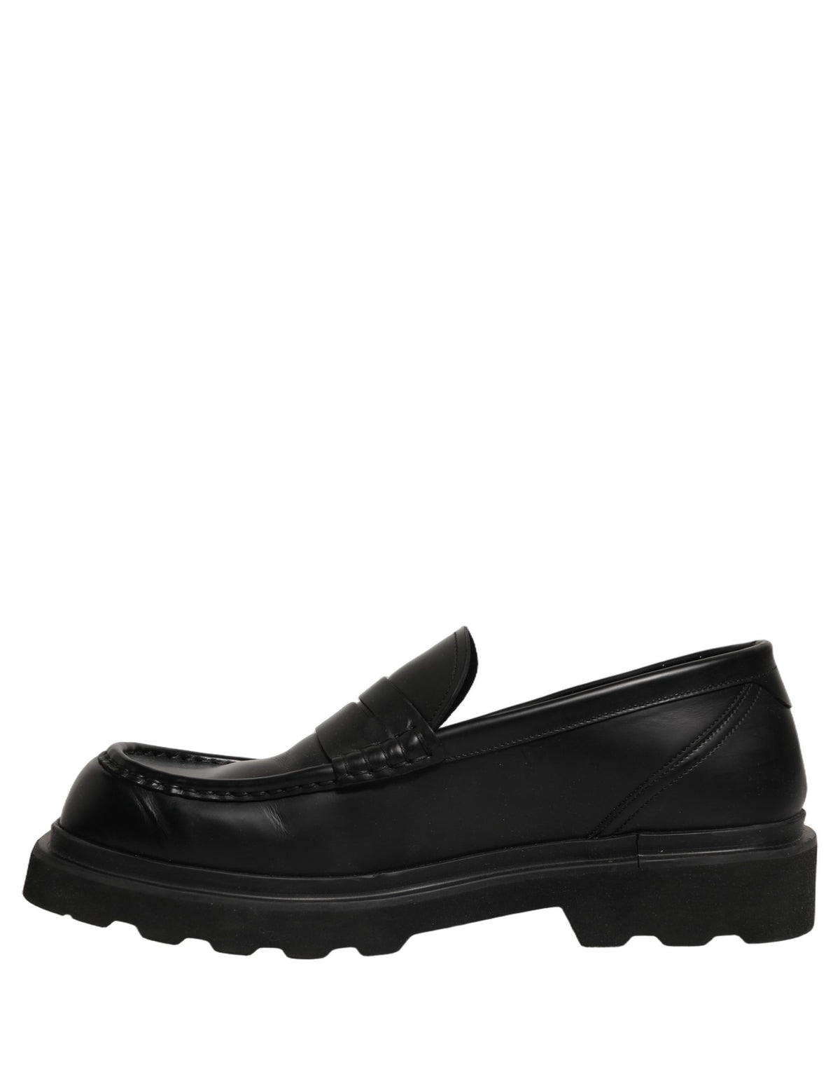 Black Calfskin Leather Men Dress Loafer Shoes