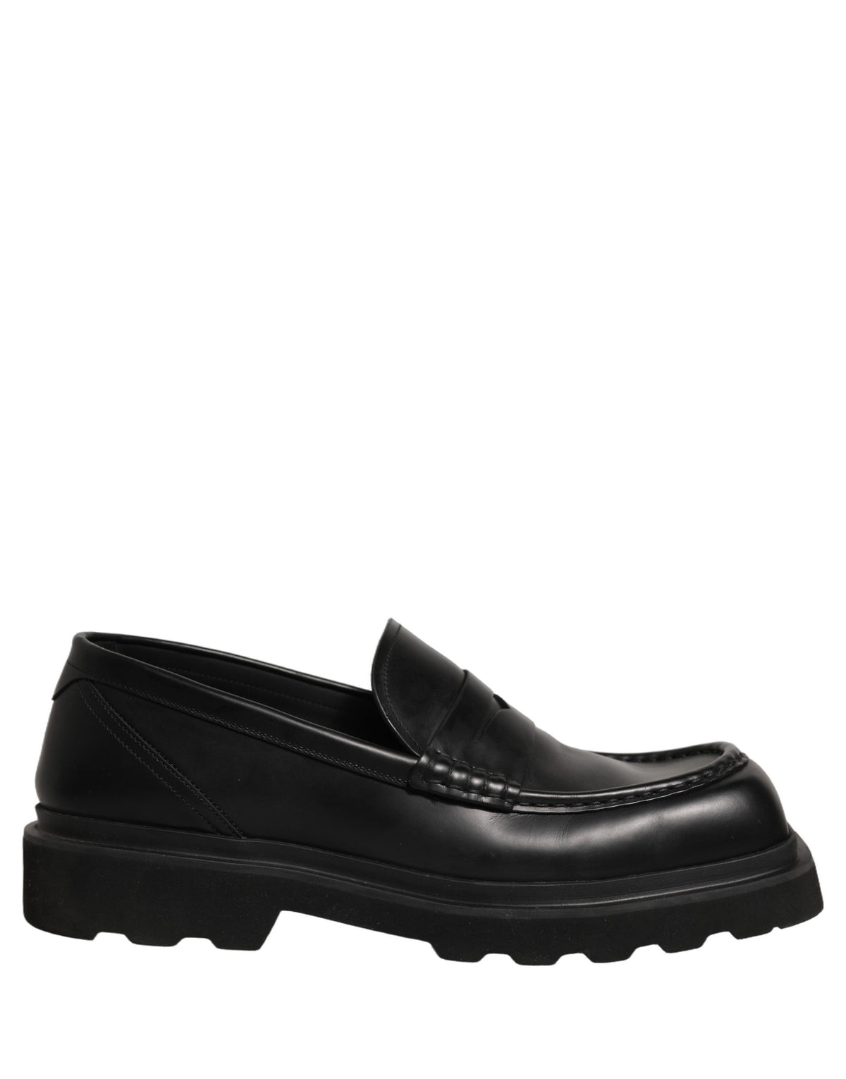 Black Calfskin Leather Men Dress Loafer Shoes