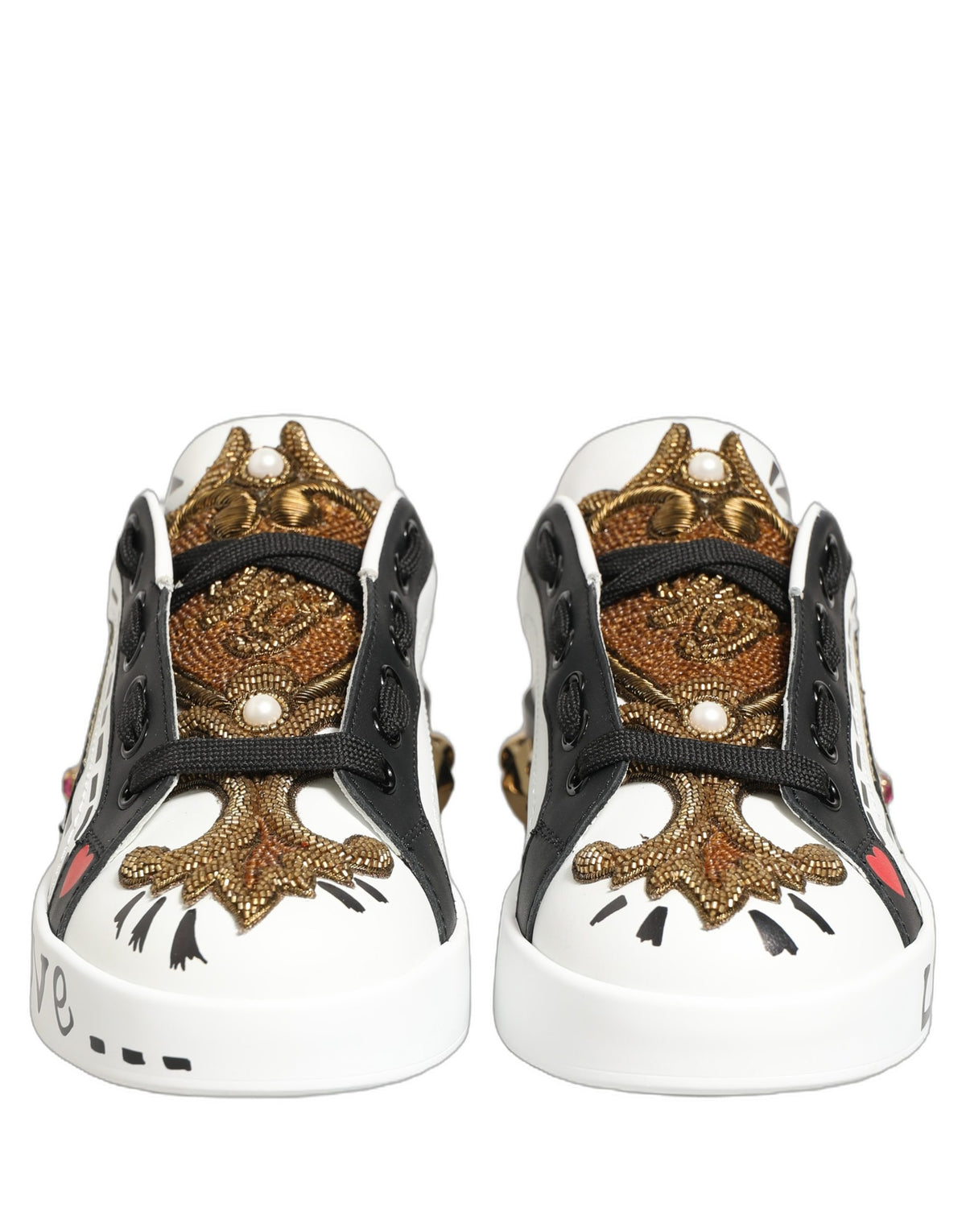 White Gold Studded Portofino Sneakers Shoes