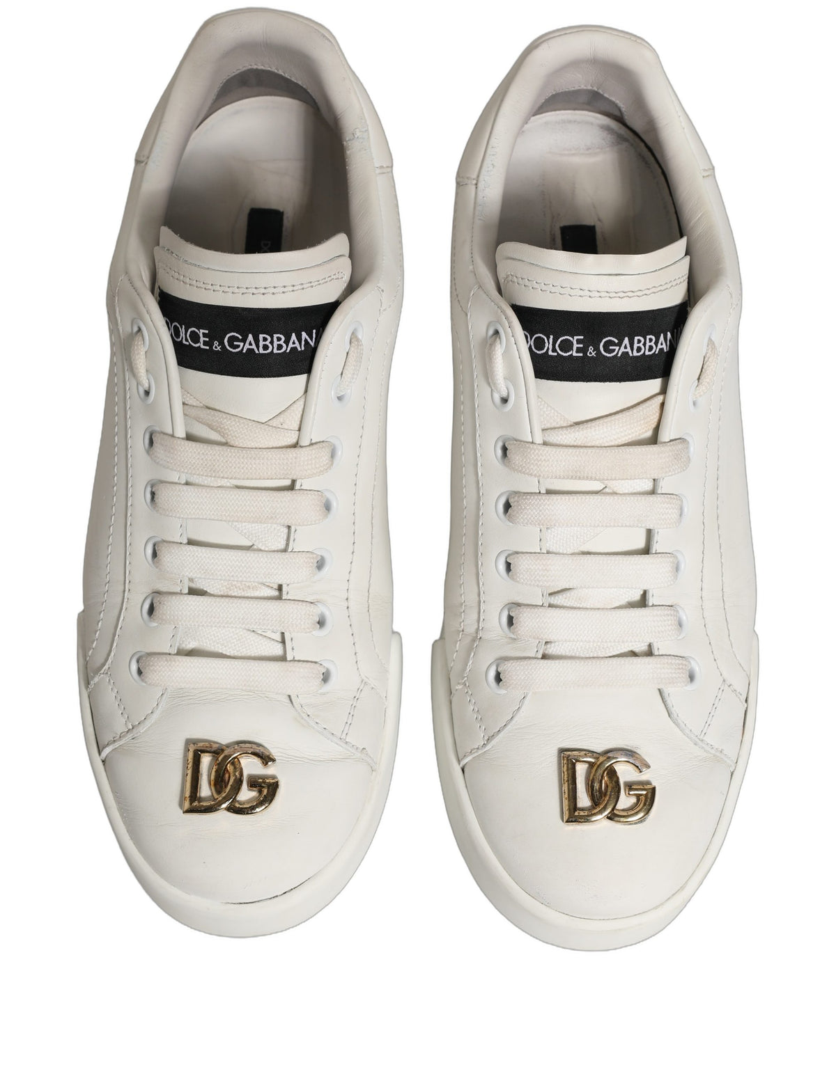 White Leather Logo Plaque Low Top Sneakers Shoes