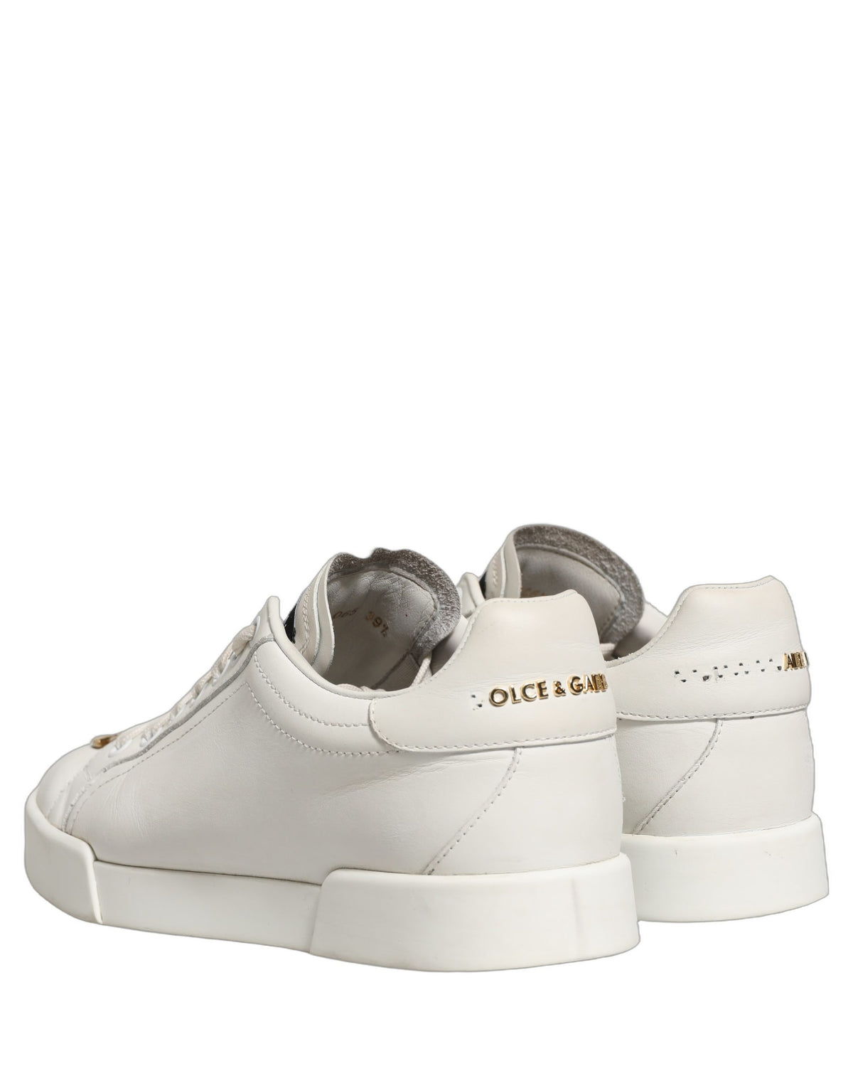 White Leather Logo Plaque Low Top Sneakers Shoes