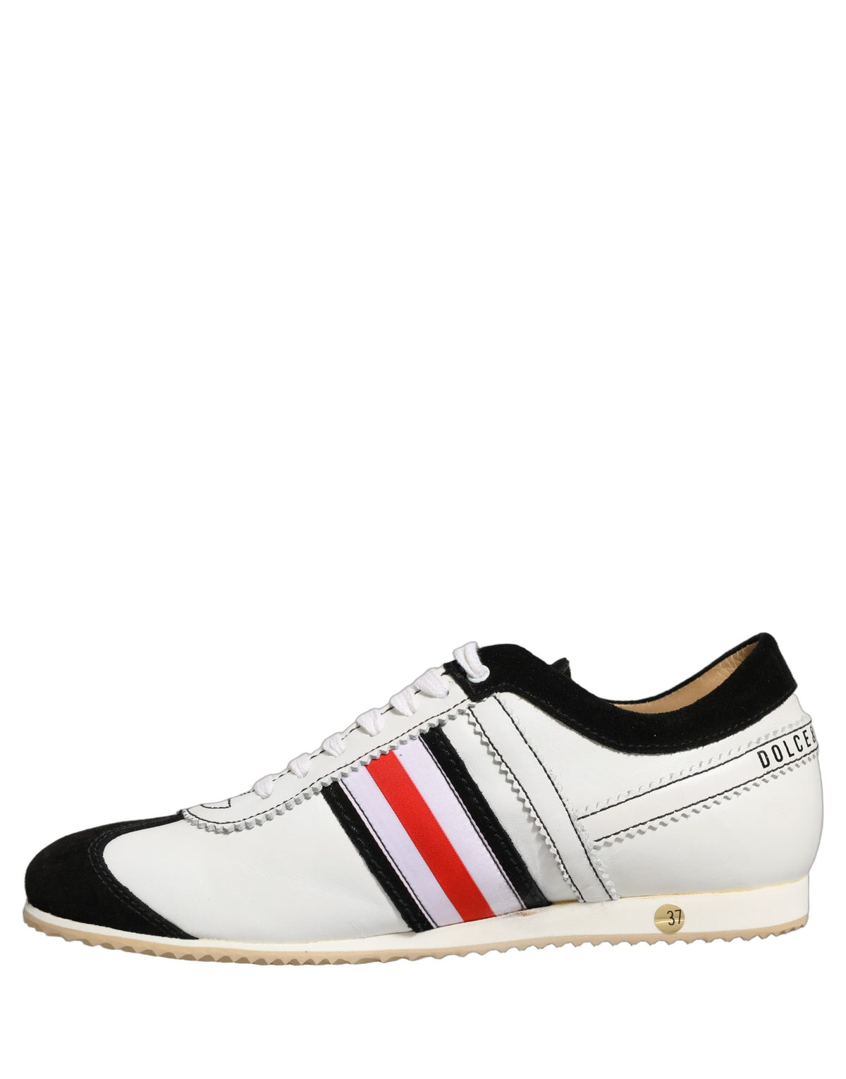 Black White Leather Suede Low Top Sneakers Shoes