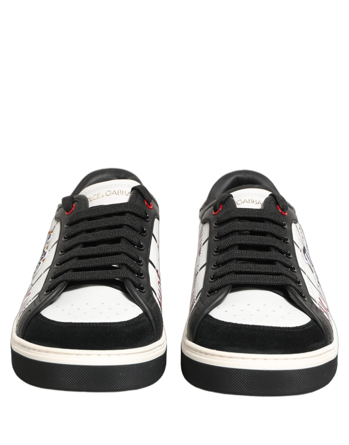 White Black DG Logo King Patch Low-Top Sneaker Shoes