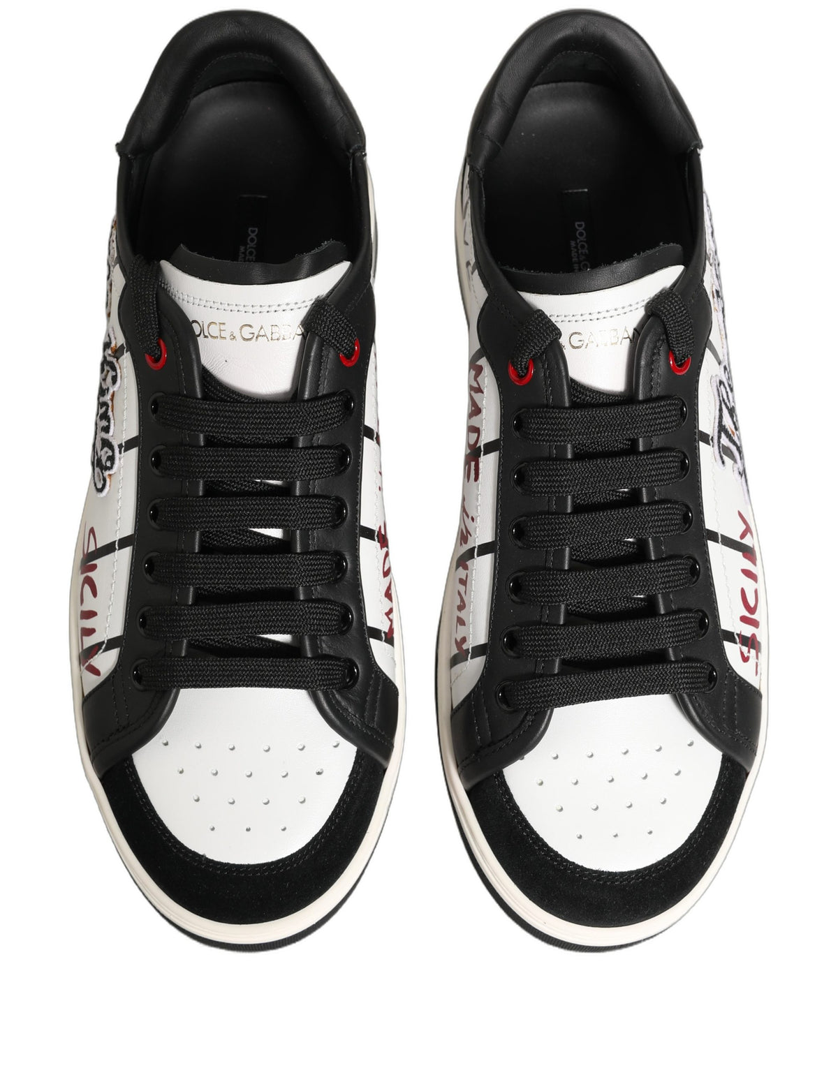 White Black DG Logo King Patch Low-Top Sneaker Shoes