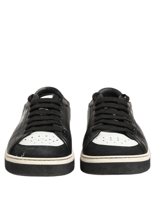 Black Leather Crown Milano Men Sneakers Shoes