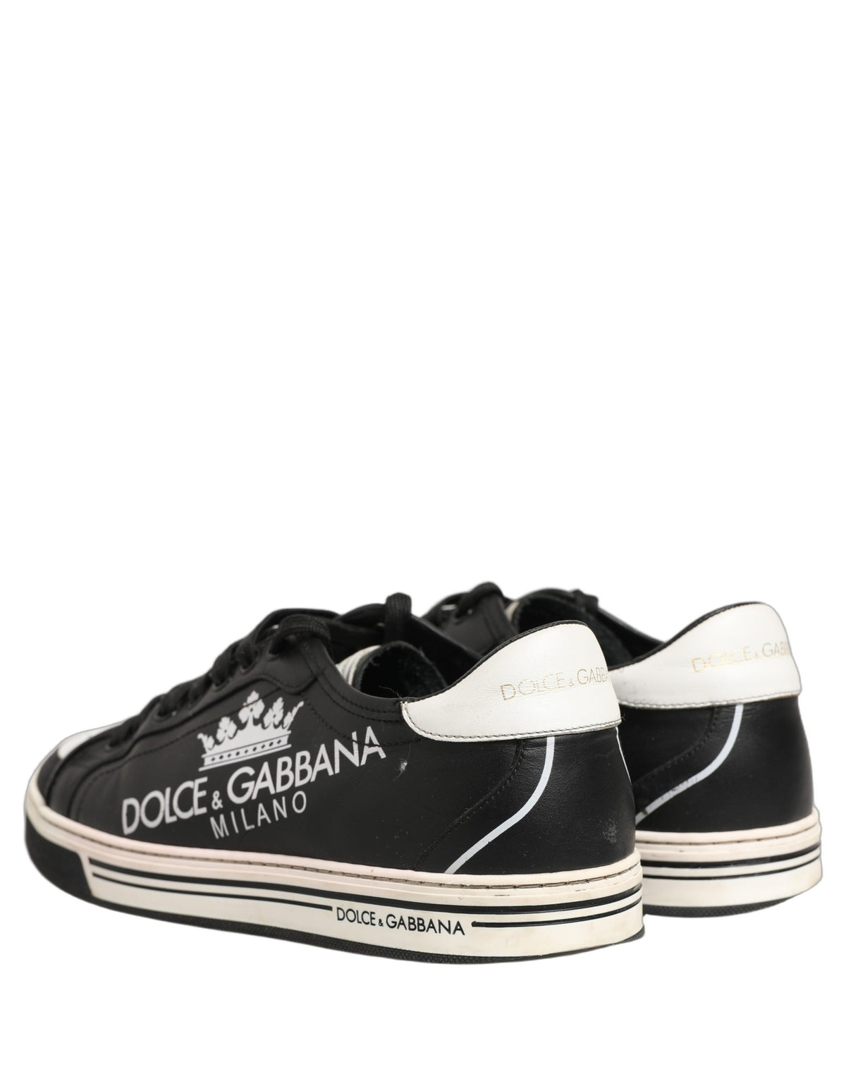 Black Leather Crown Milano Men Sneakers Shoes