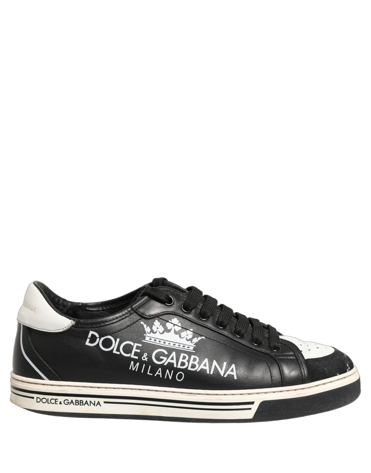 Black Leather Crown Milano Men Sneakers Shoes