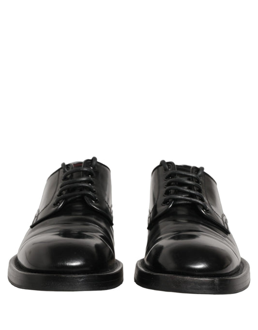 Black Leather Lace Up Derby Dress Men Shoes