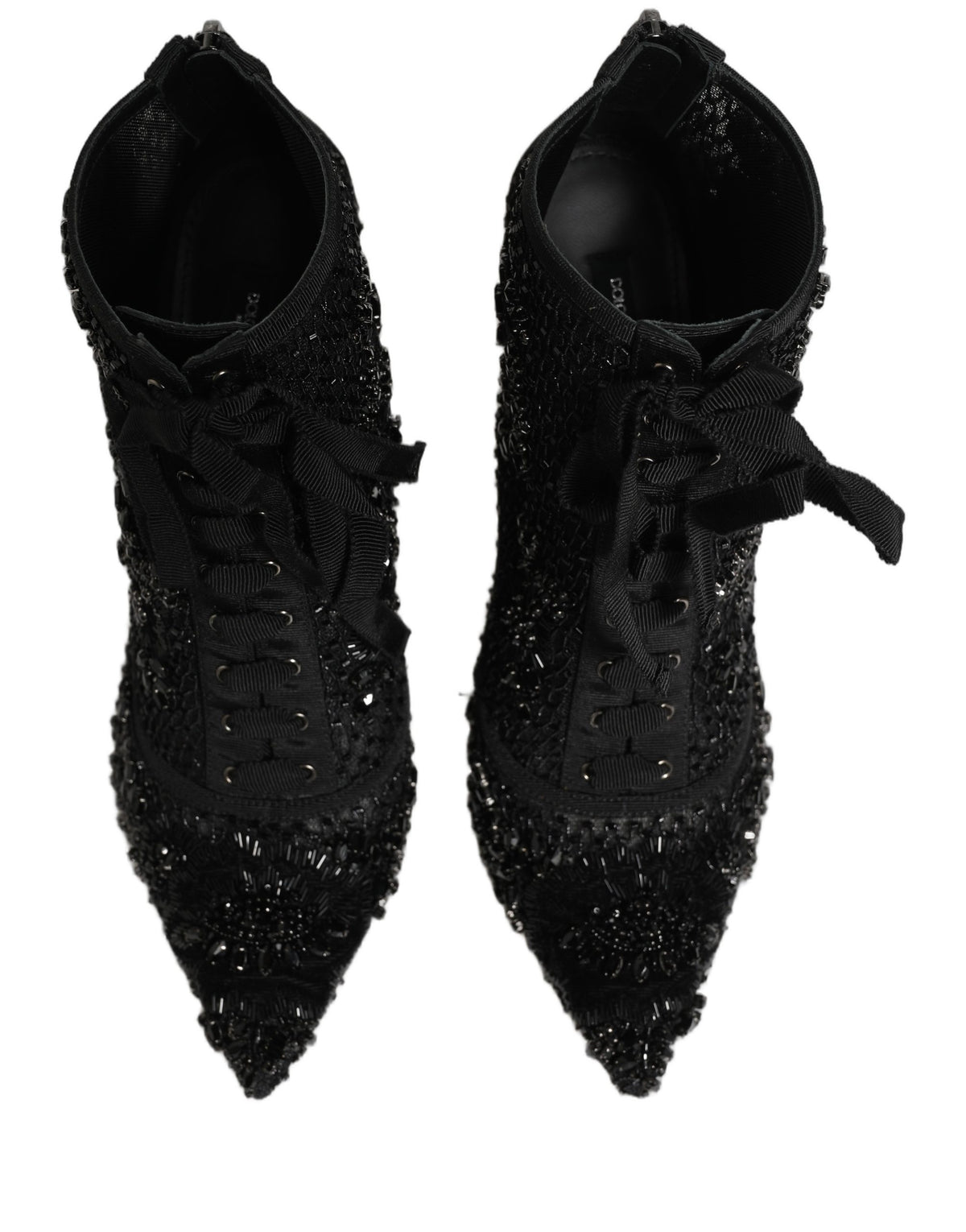 Black Embellished Mesh Ankle Boots Shoes