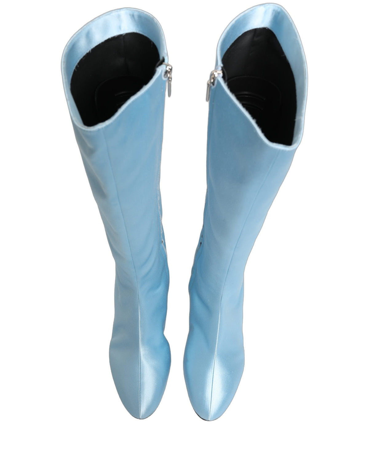 Light Blue Satin Knee High Boots Shoes