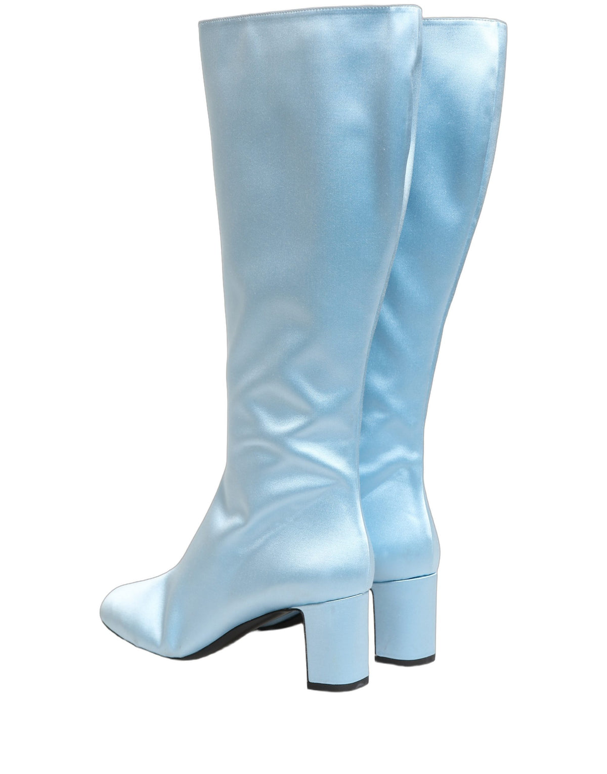 Light Blue Satin Knee High Boots Shoes
